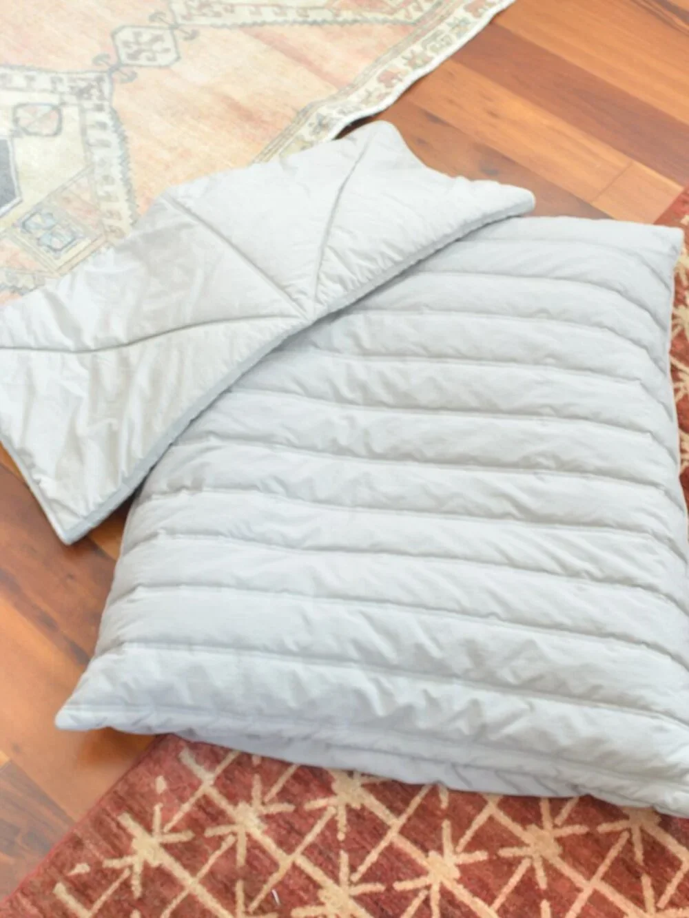 light gray lambwolf collective dog bed and blanket large
